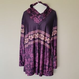 Floral Purple and Pink Long Sleeve Tunic